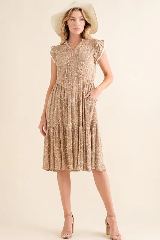 And The Why Boho Printed Tiered Maxi Dress OutfitFlow