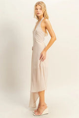 HYFVE Chiffon Halter Asymmetrical Hem Dress OutfitFlow