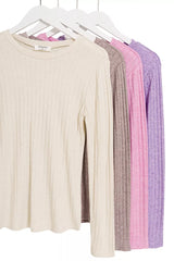 Zenana Ribbed Long Sleeve Round Neck T-Shirt OutfitFlow