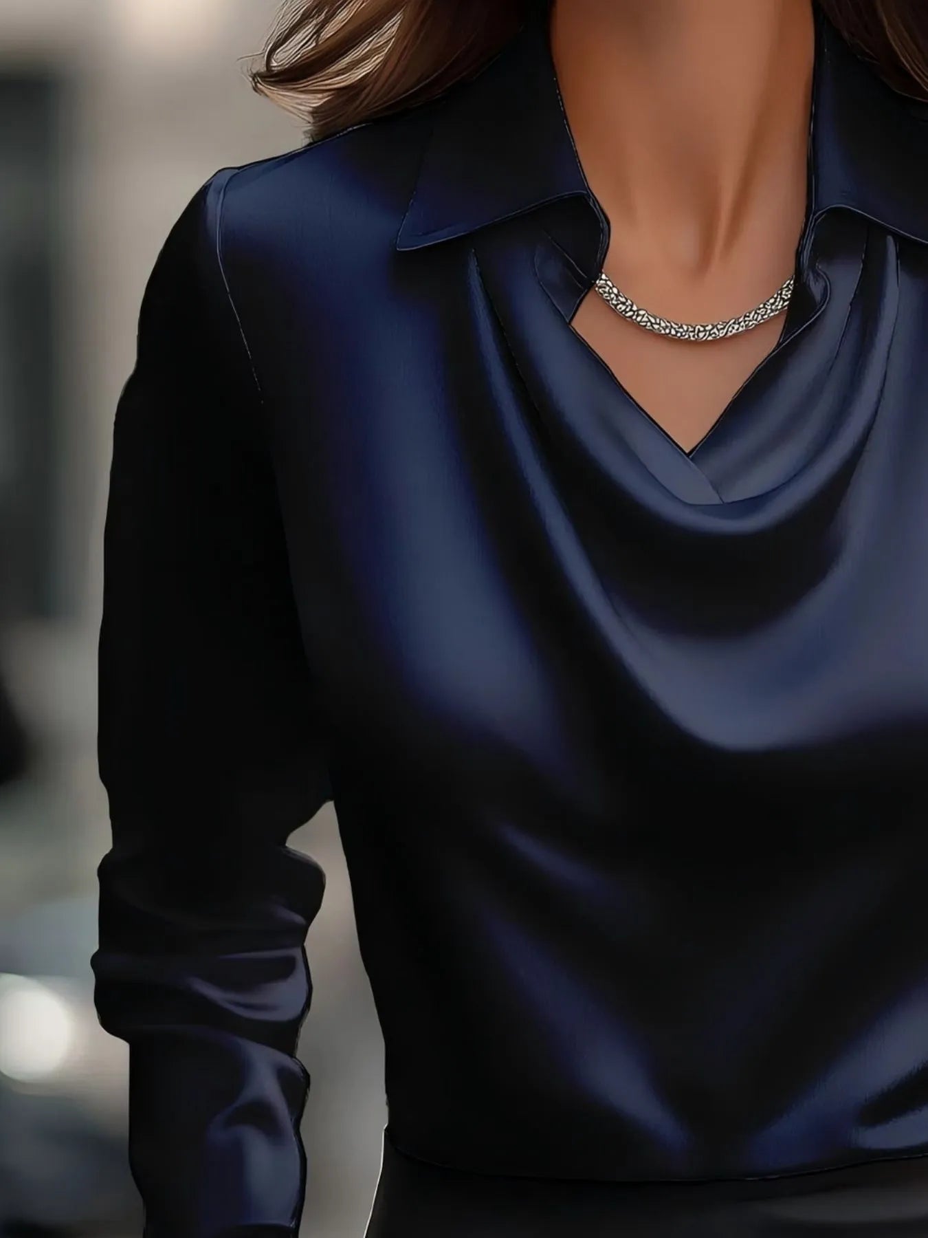 Full Size Collared Neck Long Sleeve Blouse Plus Size OutfitFlow