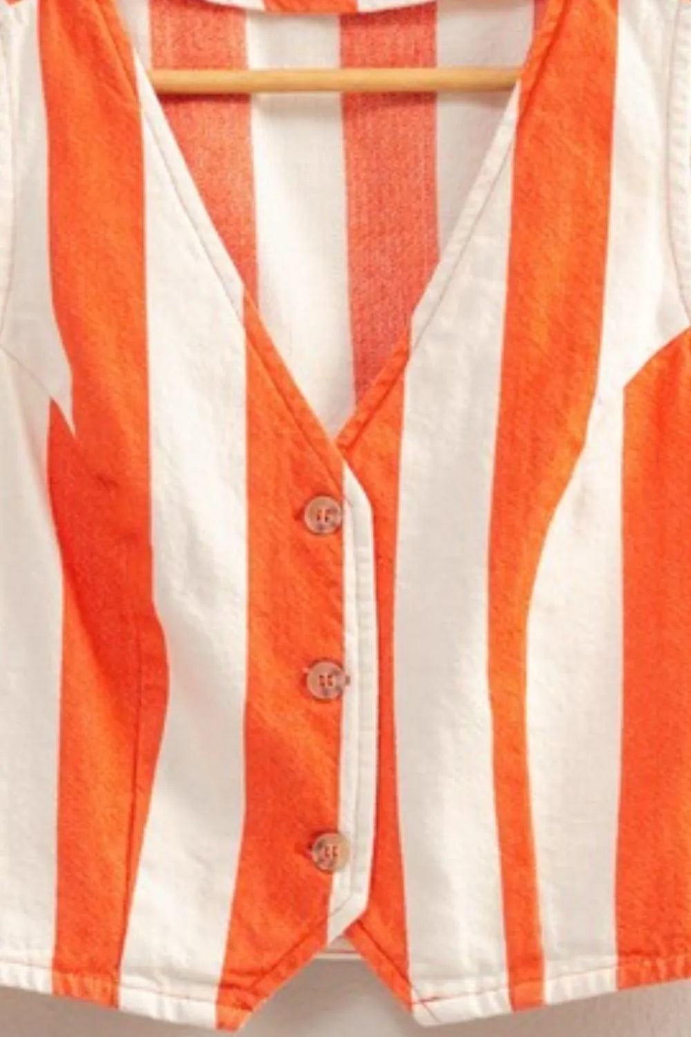 HYFVE Woven Striped V-Neck Button Down Vest OutfitFlow