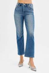 RISEN Tummy Control High Rise Crop Straight Jeans OutfitFlow