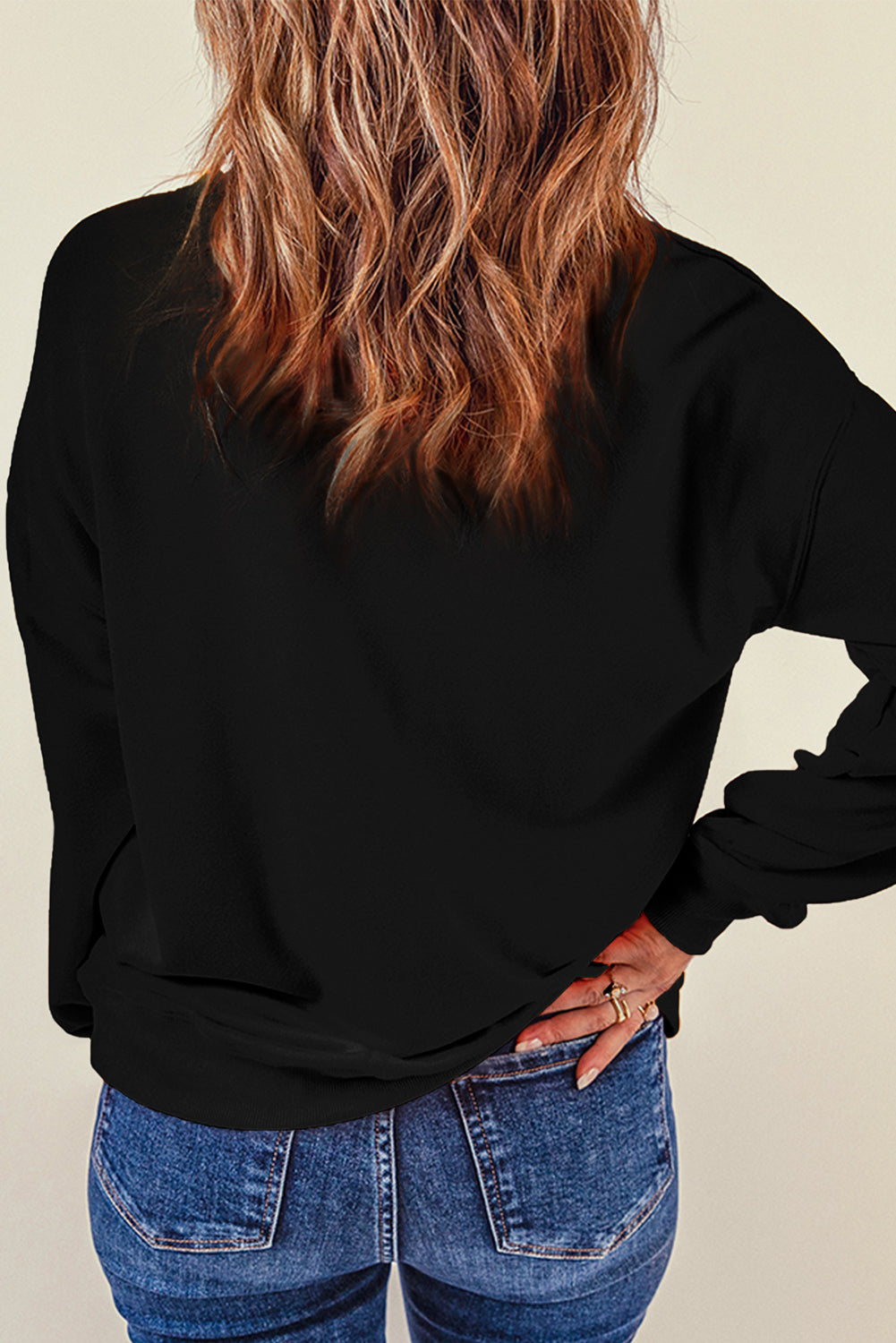 Pumpkin Dropped Shoulder Sweatshirt OutfitFlow