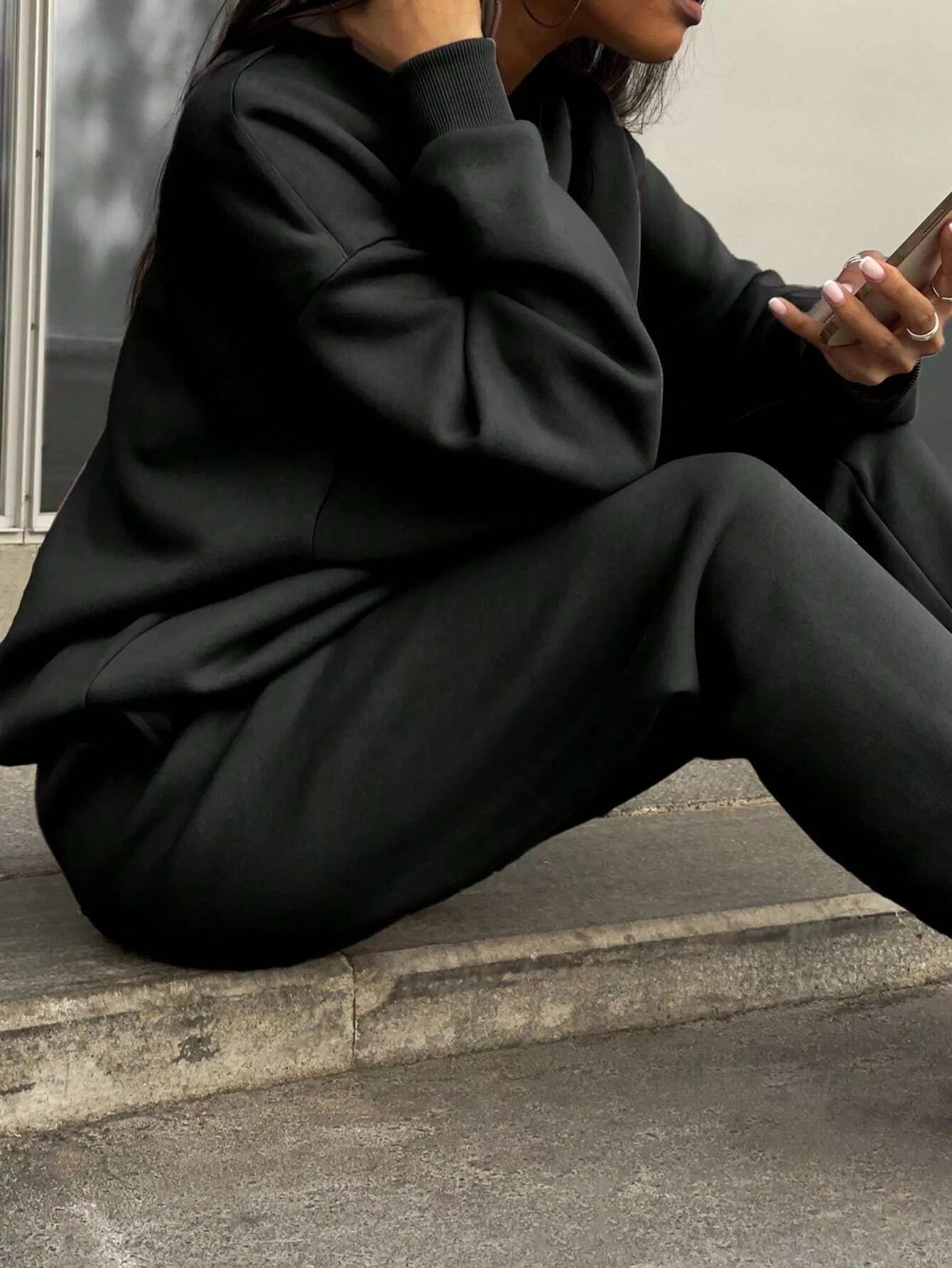 Half Zip Sweatshirt and Pants Set OutfitFlow