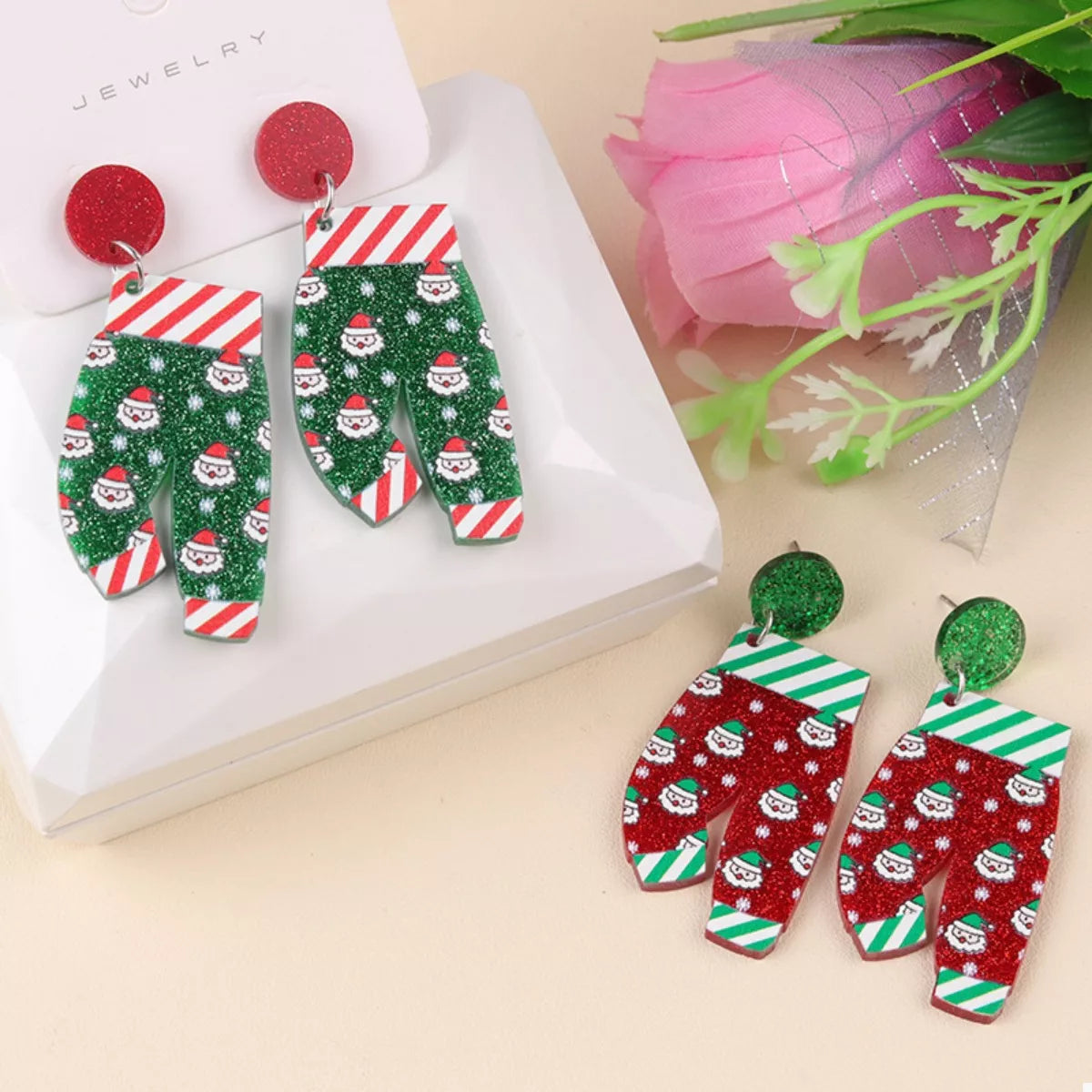 Christmas Holiday Santa Dangle Earrings OutfitFlow