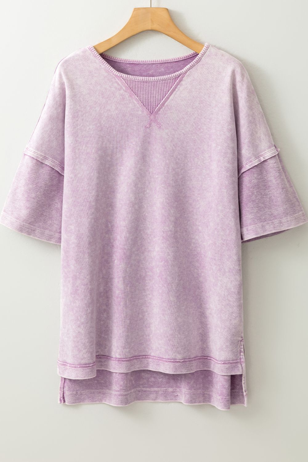 Mineral Wash Drop Shoulder Round Neck T-Shirt OutfitFlow