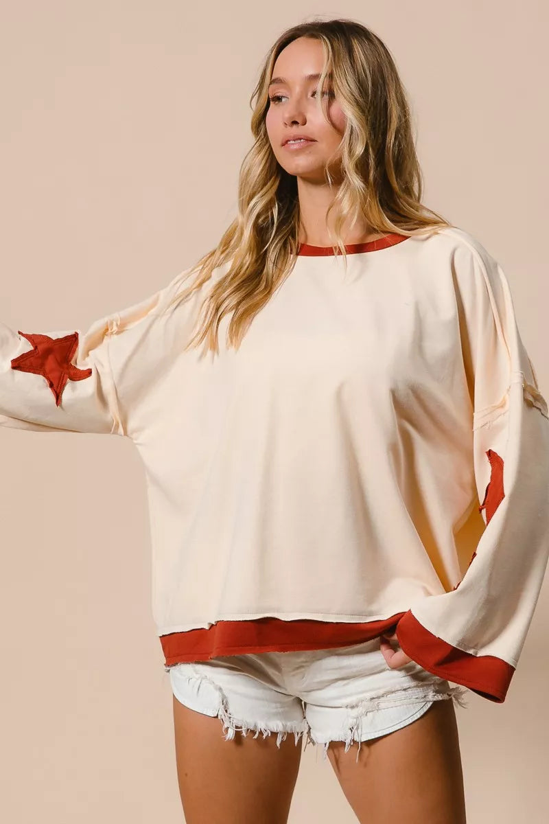 BiBi French Terry Top With Patch Detail Sweatshirt Trendsi