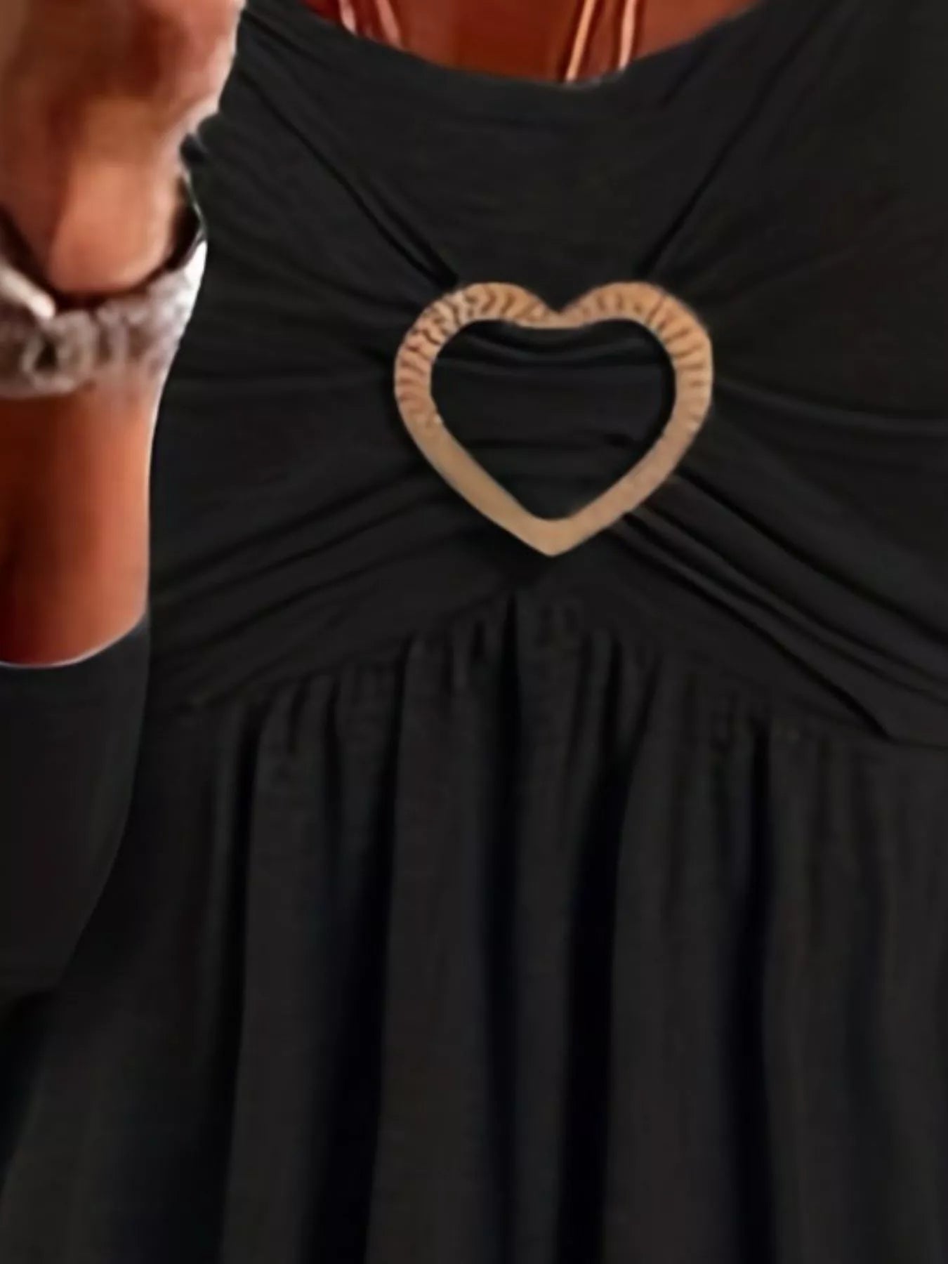 Plus Size Heart Buckle Ruffle Layered Blouse Trendsi