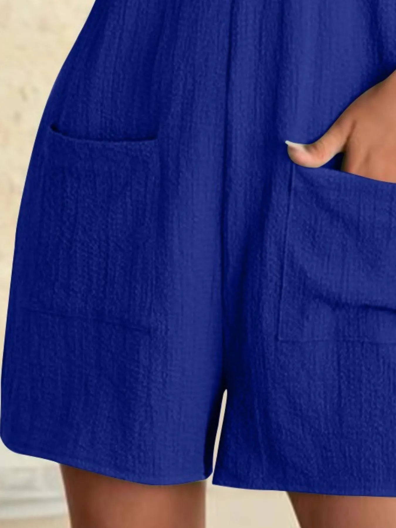 Full Size Knot Strap Romper with Pockets Plus Size OutfitFlow