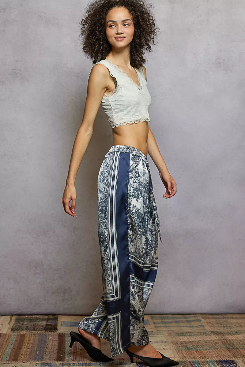 POL Floral Printed Woven Wide Leg Drawstring Pants OutfitFlow