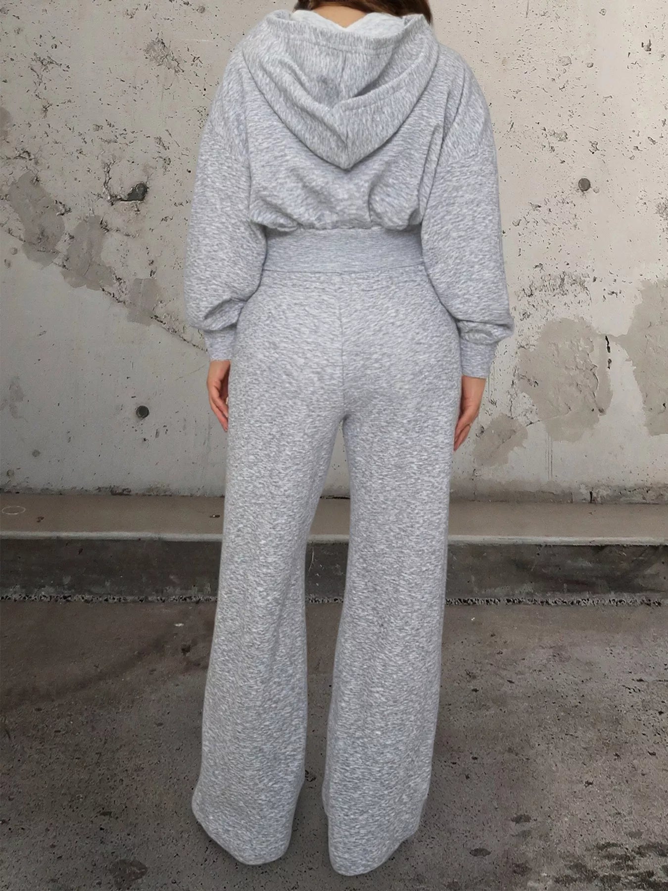 Zip Up Hoodie and Drawstring Pants Set OutfitFlow