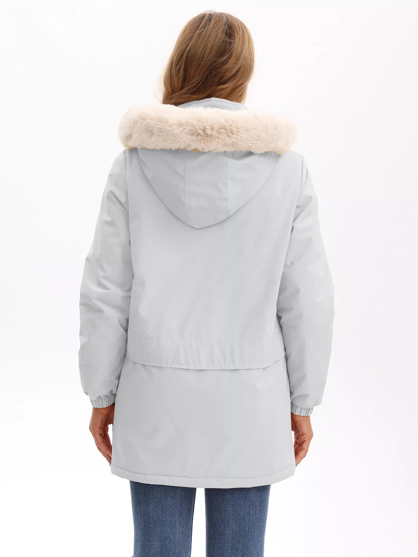 Full Size Fur Hooded Warm Winter Parka Outerwear Plus Size OutfitFlow