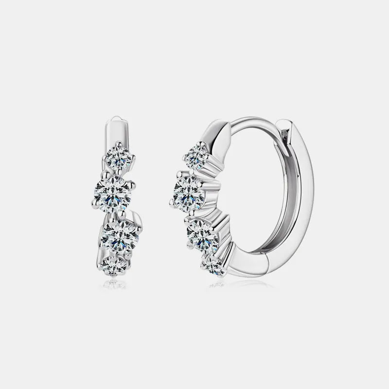 925 Sterling Silver Moissanite Huggie Earrings OutfitFlow