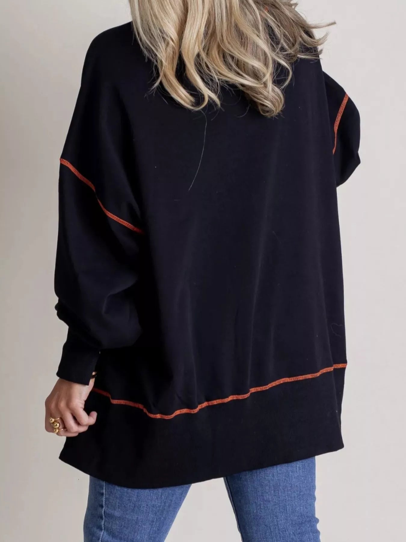 Halloween Ghost Sequin Exposed Seam Sweatshirt OutfitFlow