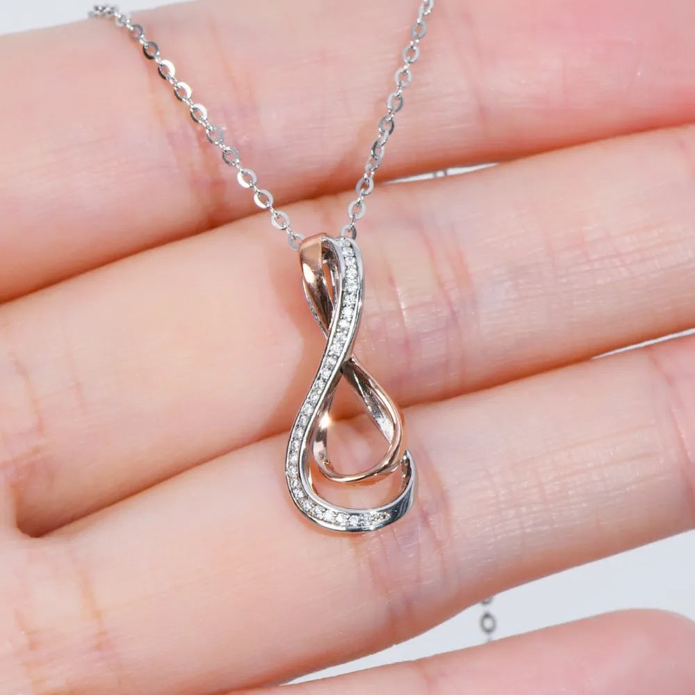 925 Sterling Silver Inlaid Moissanite Infinity Pendant Necklace OutfitFlow