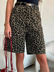Leopard Print High-Waisted Casual Shorts OutfitFlow