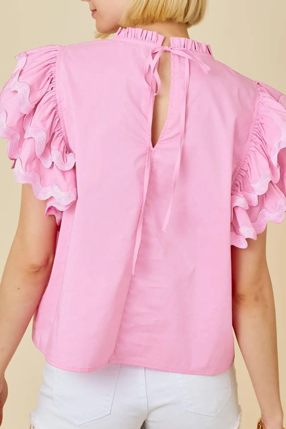 Ruffled Sleeve Frilled Collar Blouse OutfitFlow