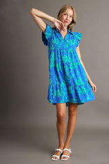 Umgee Full Size Floral Print Ruffle Cap Sleeve Tiered Dress Plus Size OutfitFlow