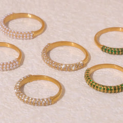 18K Gold-Plated Inlaid Zircon Ring OutfitFlow