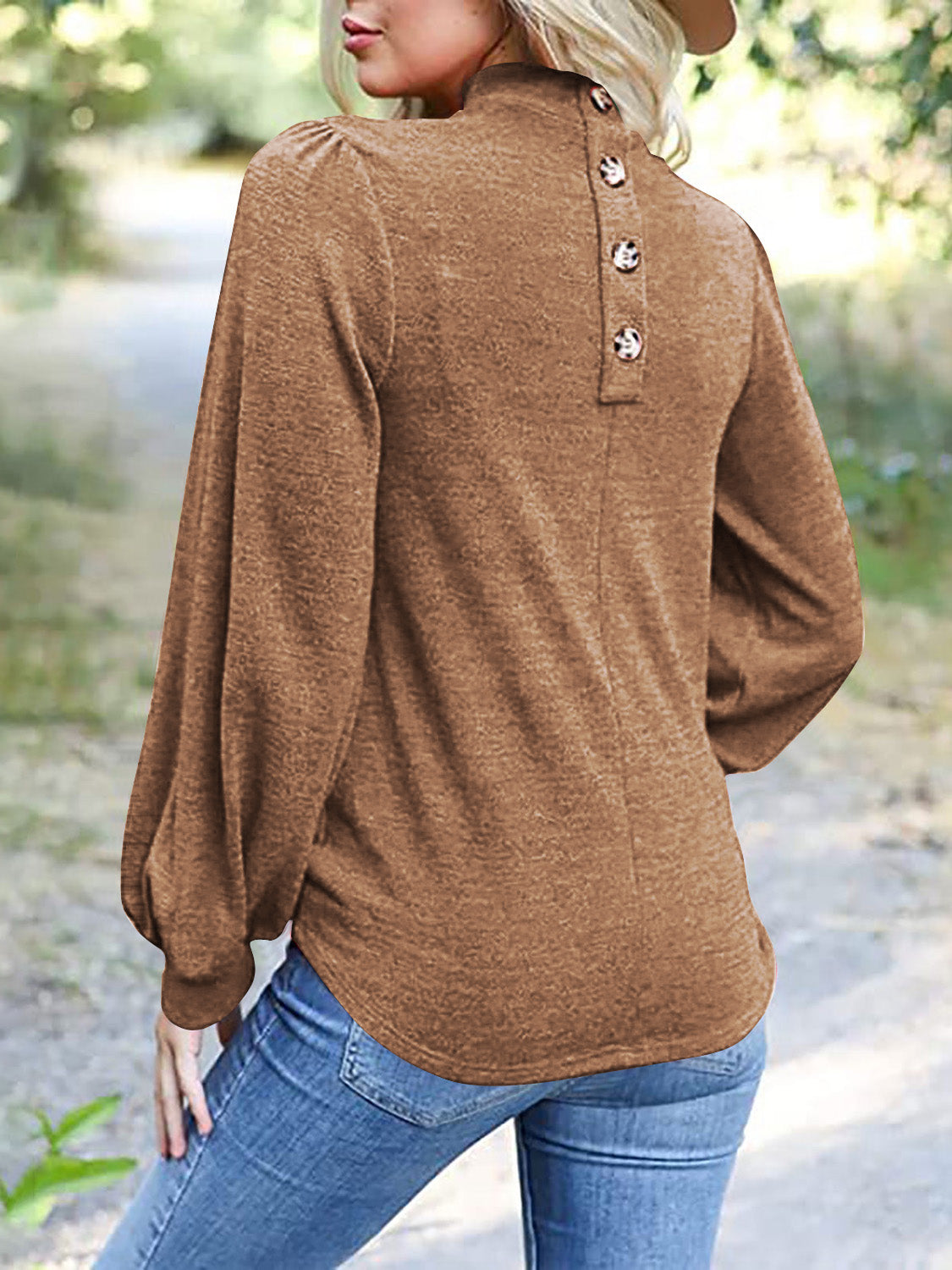 Outfit Flow - Full Size Mock Neck Long Sleeve T-Shirt