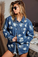 BiBi Washed Tie Dye Denim Jacket DENIM OutfitFlow