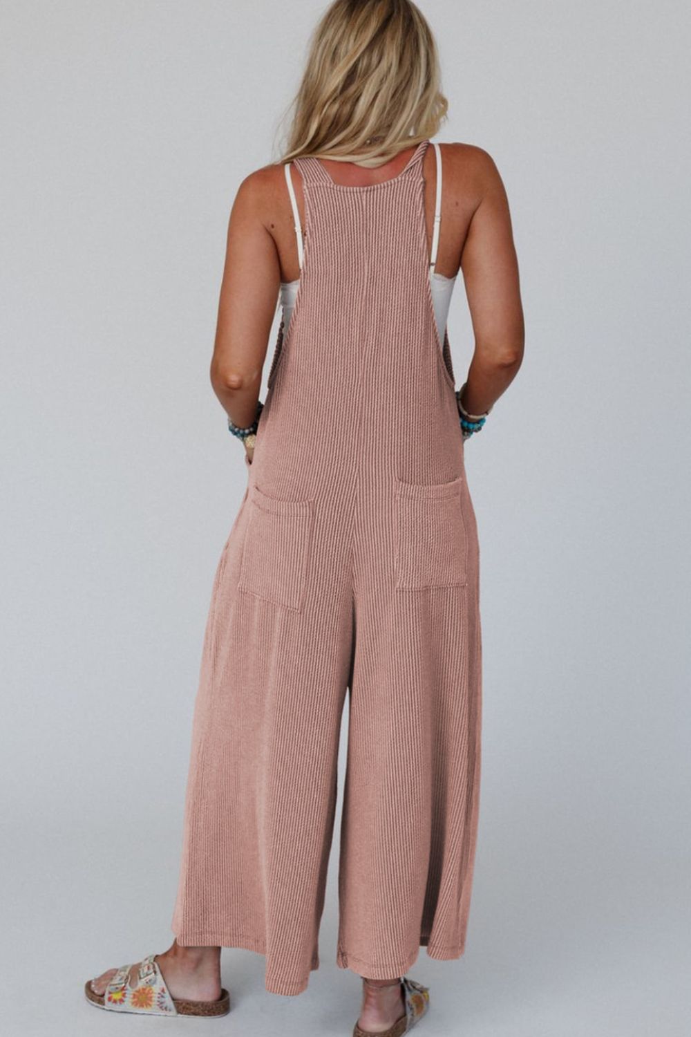 Corded Adjustable Straps Wide Leg Loose Overalls OutfitFlow
