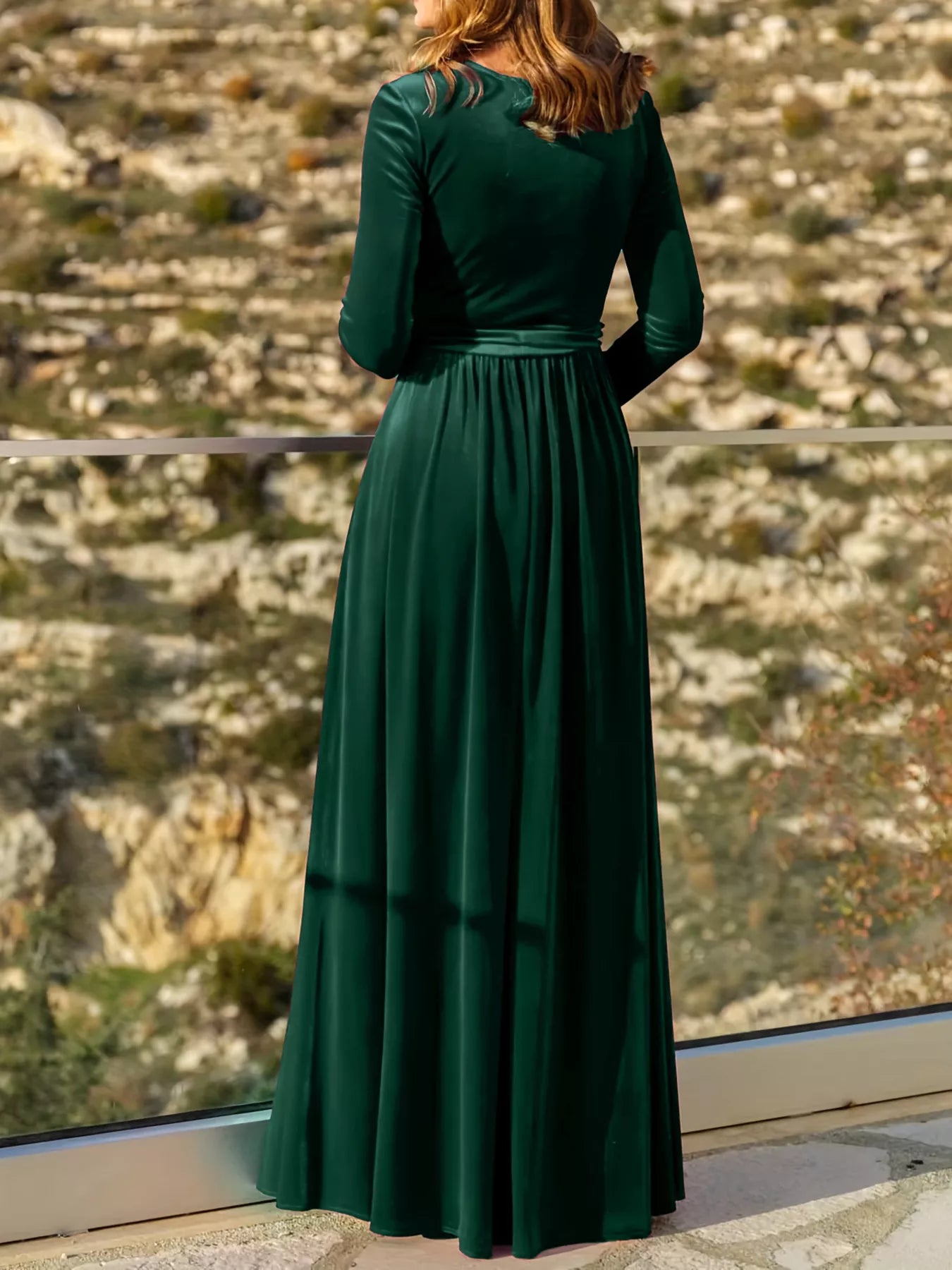 Velvet Long Sleeve Maxi Dress OutfitFlow