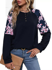 Floral Long Sleeve Round Neck Top OutfitFlow