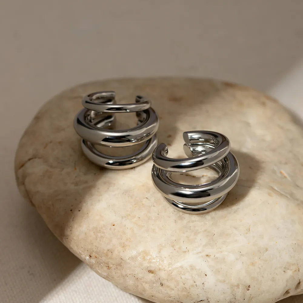 Stainless Steel Layered Cuff Earrings OutfitFlow