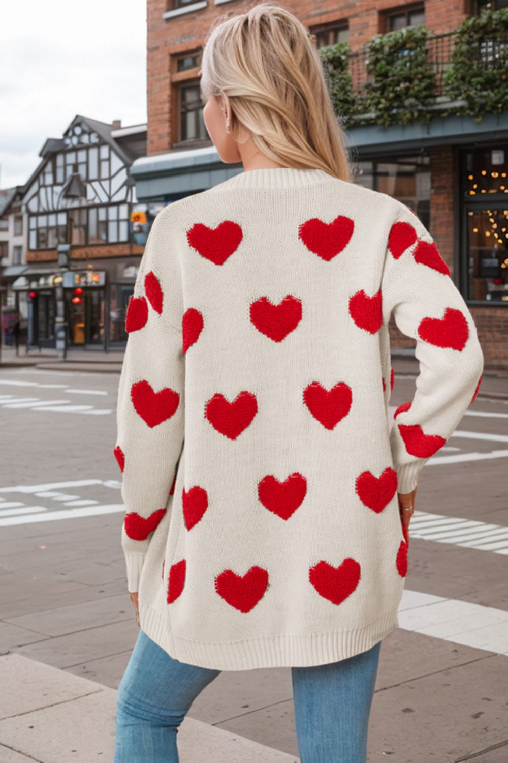 Outfit Flow - Heart Button Down Long Sleeve Cardigan