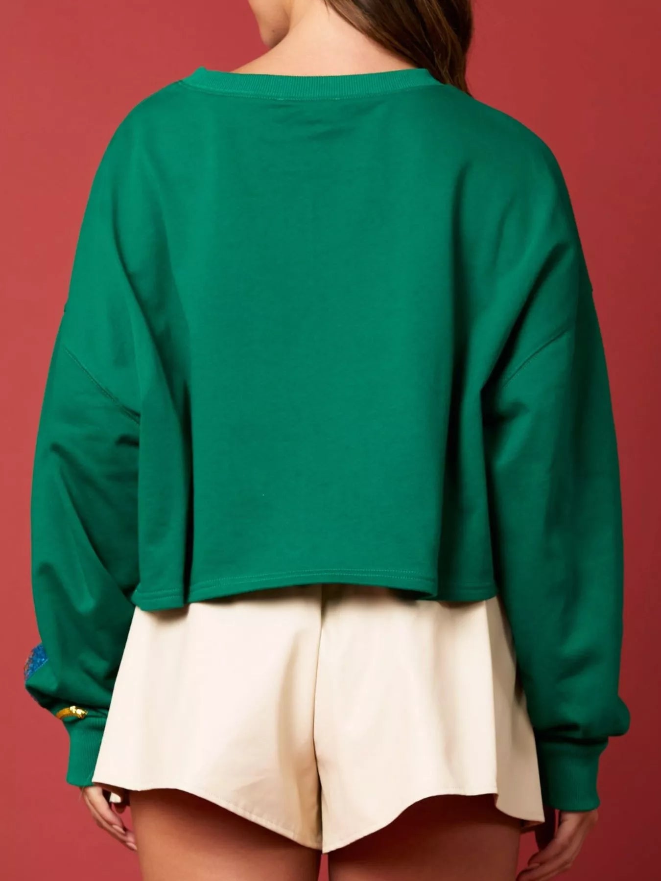 Christmas Holiday Lights Sequin Embellished Sweatshirt OutfitFlow