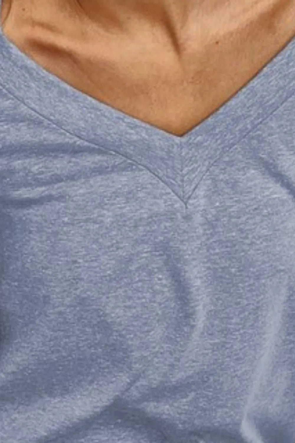 BiBi Triblend V Neck Top with Shoulder Shrring Detail OutfitFlow