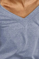 BiBi Triblend V Neck Top with Shoulder Shrring Detail OutfitFlow