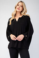 Outfit Flow - Celeste Full Size Notched Three-Quarter Sleeve Blouse