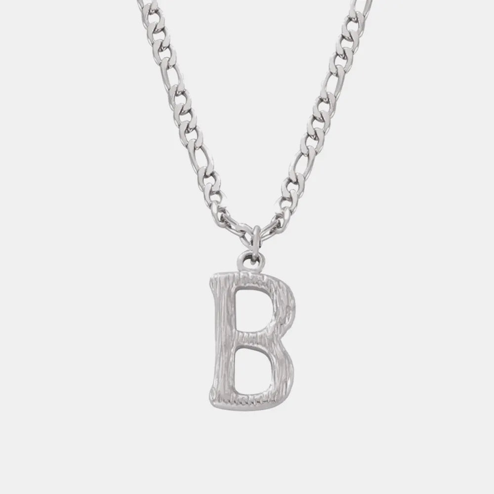 Titanium Steel Letter Pendant Necklace Style B One Size OutfitFlow