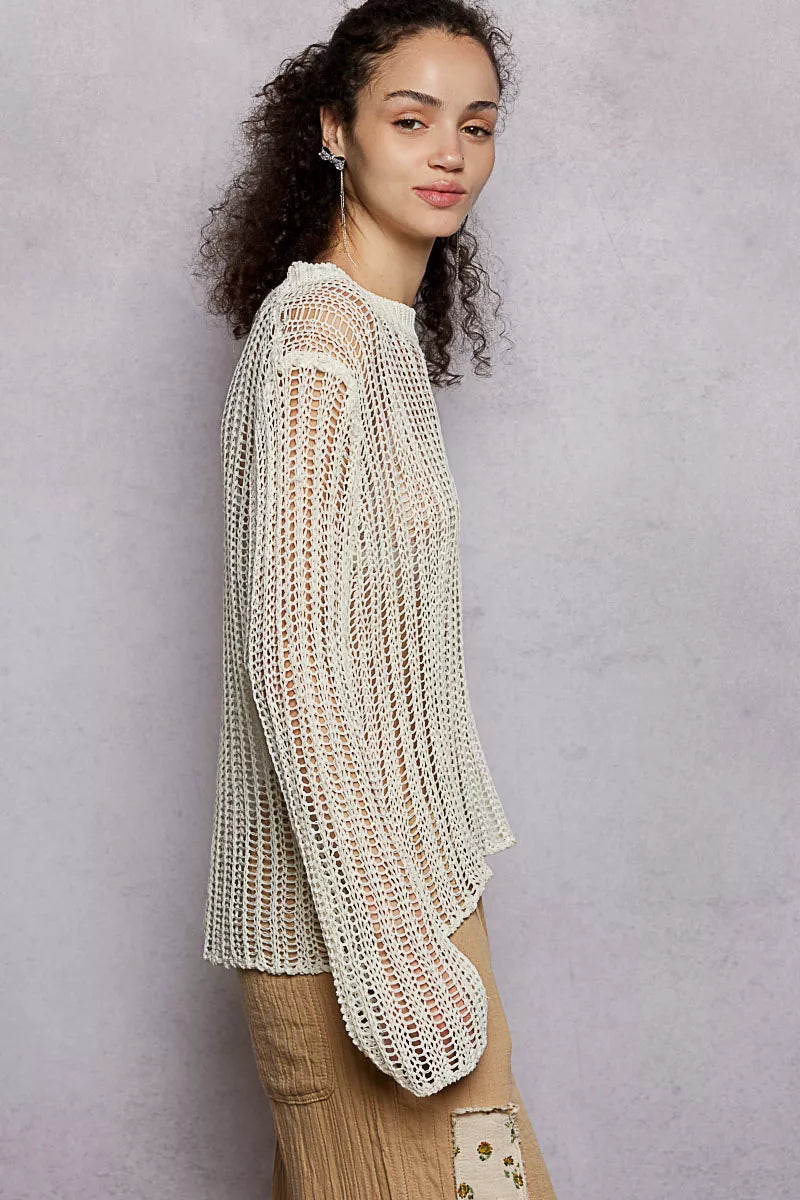 POL Openwork Round Neck Knit Cover Up OutfitFlow