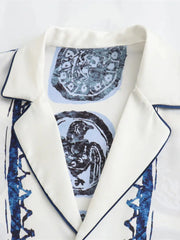 Printed Button Up Shirt and Pants Set OutfitFlow