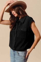 SO ME Cable Quilting Stitch Button Up Knit Vest OutfitFlow