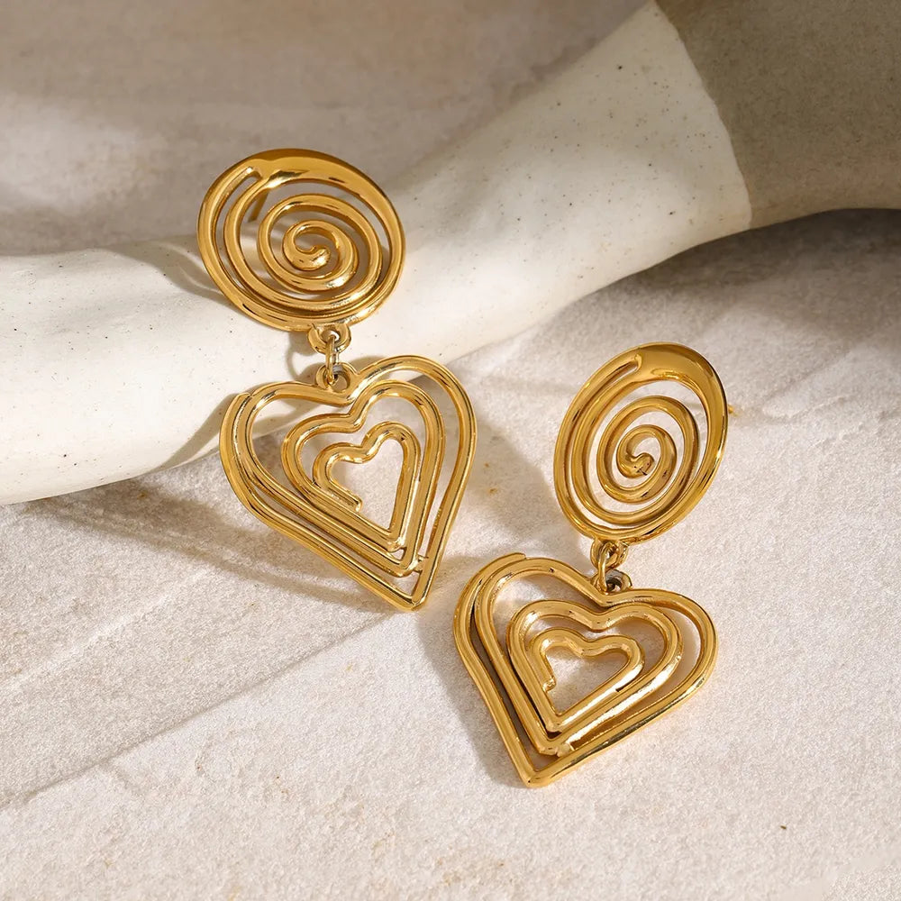 Stainless Steel Heart Earrings OutfitFlow