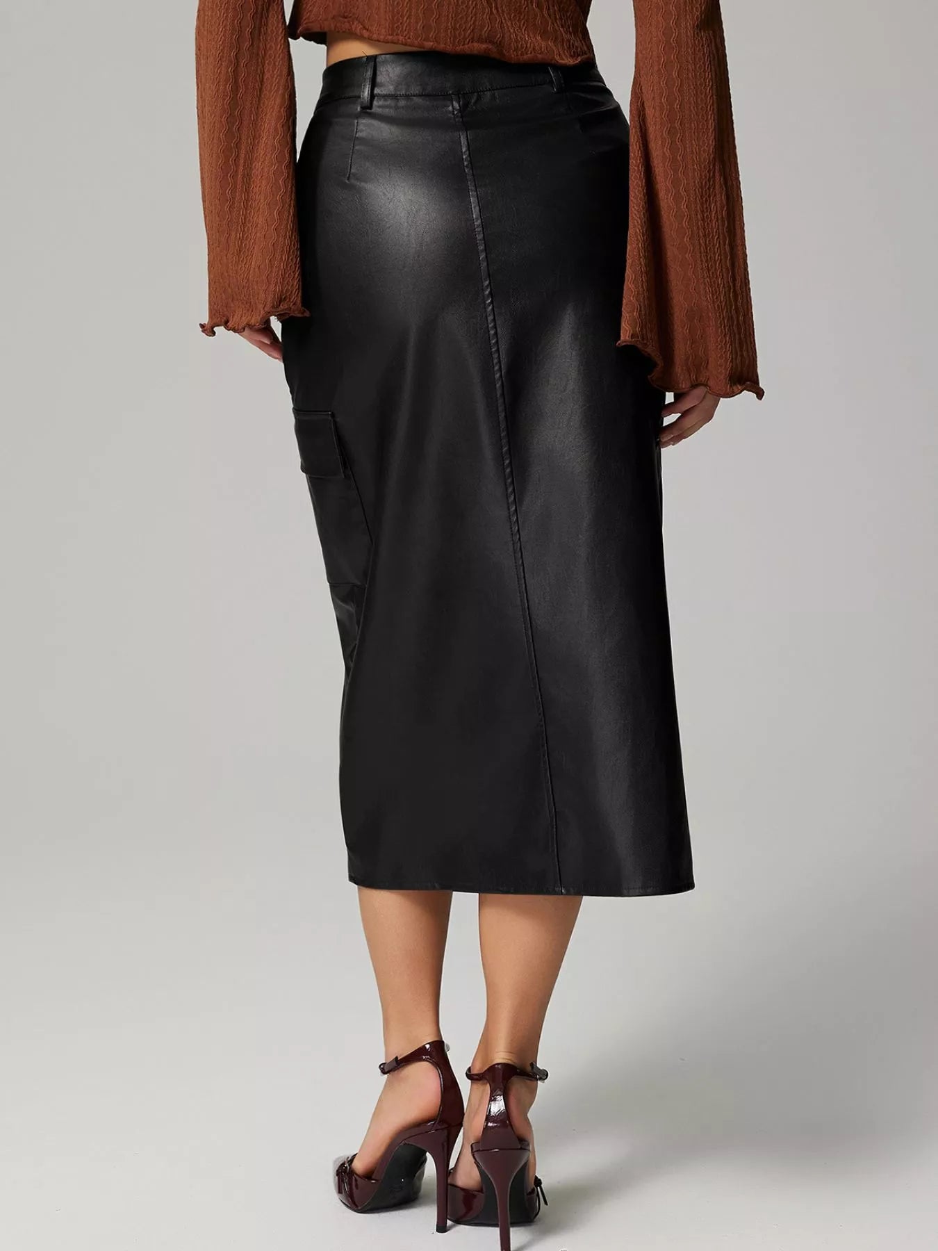 Slit Leather Cargo Skirt OutfitFlow