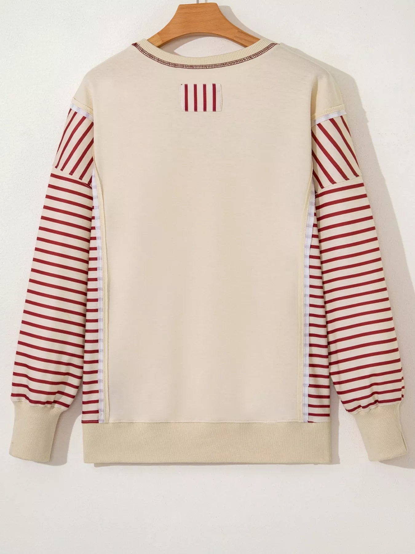 Stripe Sleeve Patchwork Casual Sweatshirt Trendsi