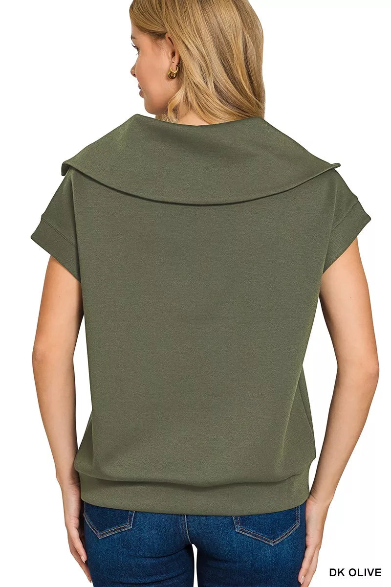 Zenana Scuba Half Zip Top OutfitFlow