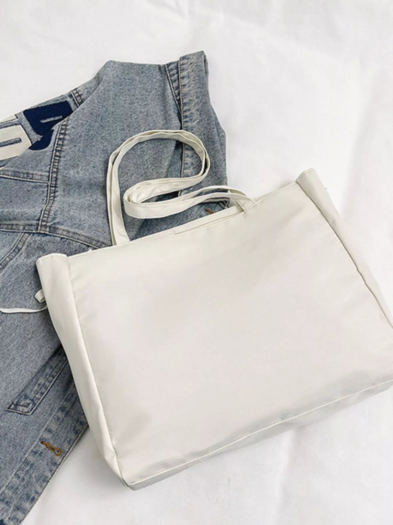 Lace-Up Trim Clear Panel Shoulder Bag OutfitFlow