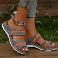 Open Toe Wedge Sandals Gray OutfitFlow