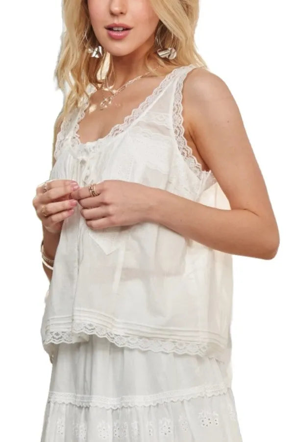 ADORA Lace Detail Contrast Top OutfitFlow