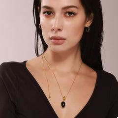 18K Gold-Plated Stainless Steel Necklace with Teardrop Pendant OutfitFlow