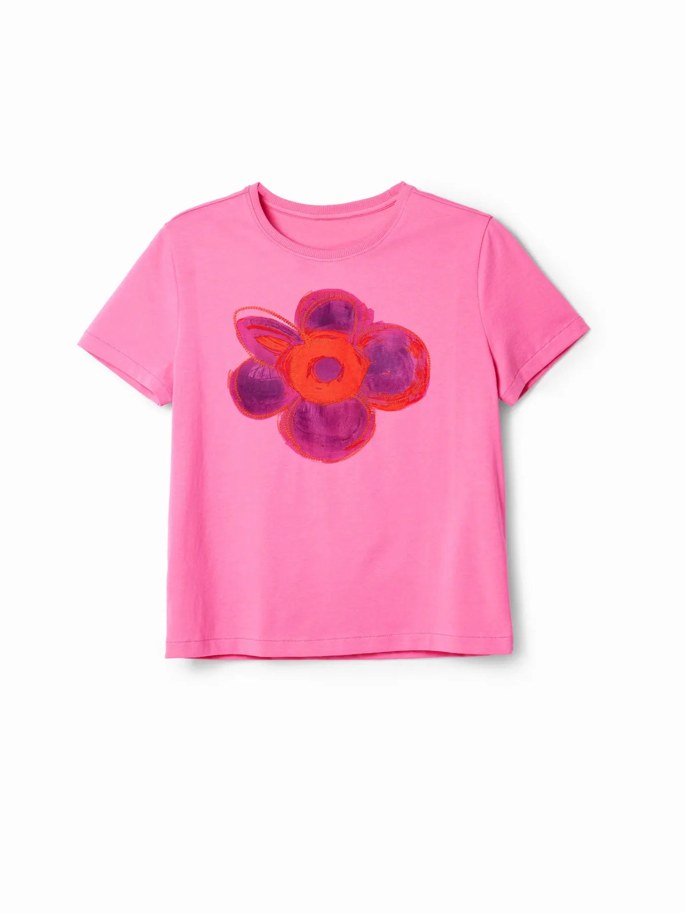 Flower Graphic Round Neck T-Shirt OutfitFlow