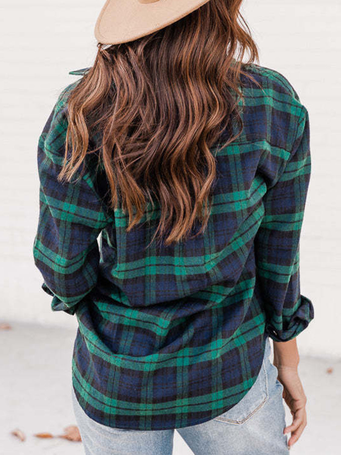 Outfit Flow - Plaid Collared Neck Long Sleeve Shirt