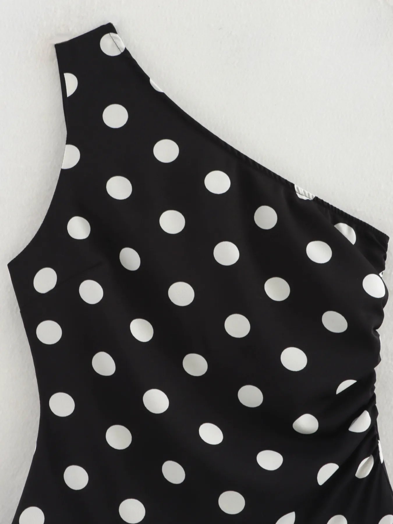 One-Shoulder Polka Dot Mini Dress OutfitFlow