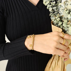 18K Gold-Plated Titanium Steel Puppy Shape Charm Bracelet OutfitFlow